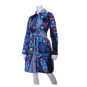 Sandy Starkman Patchwork Crochet Brocade Duster Technicolor Jacket L